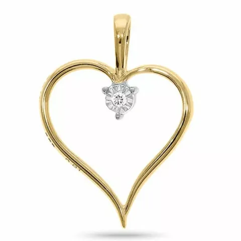 Hjerte diamant vedhæng i 14 karat guld 0,01 ct