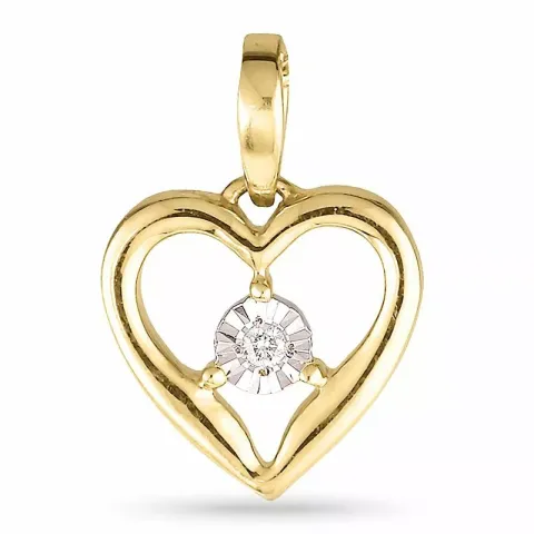 hjerte diamantvedhæng i 14 karat guld 0,01 ct