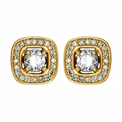 firkantet diamant ørestikker i 14 karat guld med diamant 
