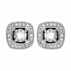 firkantet diamant ørestikker i 14 karat hvidguld med diamant 