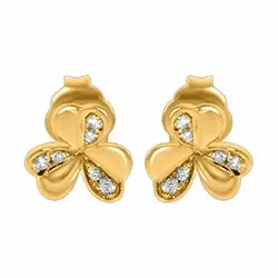 blomster diamant ørestikker i 14 karat guld med diamant
