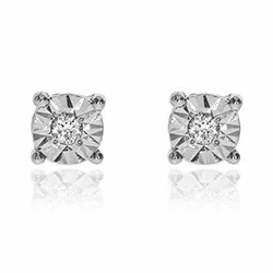 Små diamant ørestikker i 14 karat hvidguld med diamanter