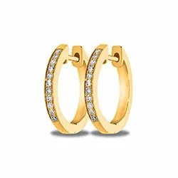 11 mm diamant creoler i 14 karat guld med diamant 