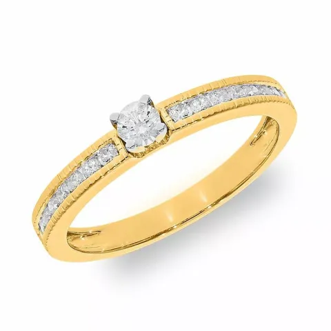 Diamant guld guld ring i 14 karat guld 0,14 ct 0,22 ct