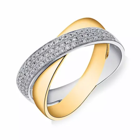 abstrakt diamant guld ring i 14 karat guld.- og hvidguld 0,33 ct