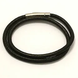 læder CARI armbånd i sort læder med stål lås x 4,0 mm