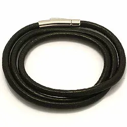sort læder CARI armbånd i sort læder med stål lås x 4,0 mm