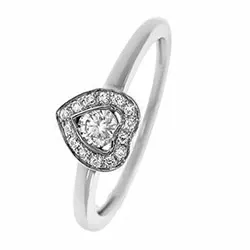 Hjerte diamant ring i 14 karat hvidguld 0,18 ct