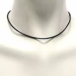 Halskæde i sort læder med forgyldt stål lås  x 2,0 mm