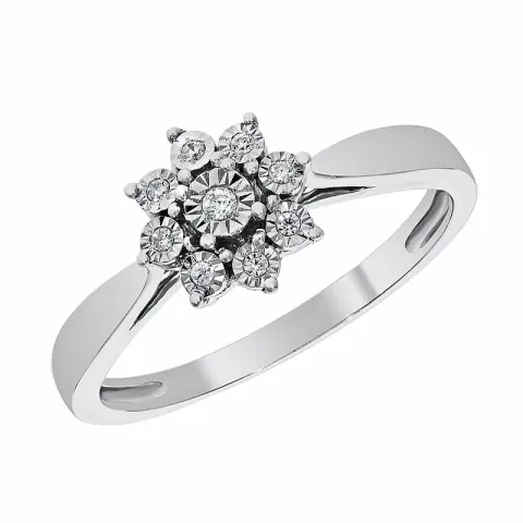 stjerne diamant hvidgulds ring i 14 karat hvidguld 0,05 ct