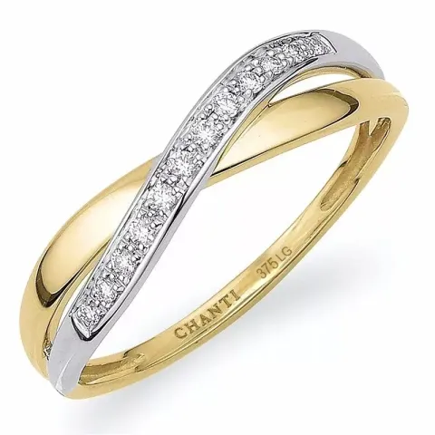 lab grown diamant ring i 9 karat guld.- og hvidguld 0,08 ct