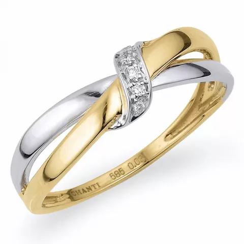Kollektionsprøve abstrakt diamant guld ring i 14 karat guld.- og hvidguld 0,03 ct