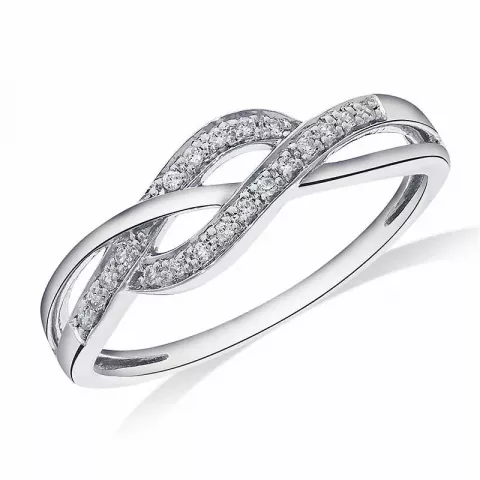abstrakt diamant ring i 14 karat hvidguld 0,07 ct