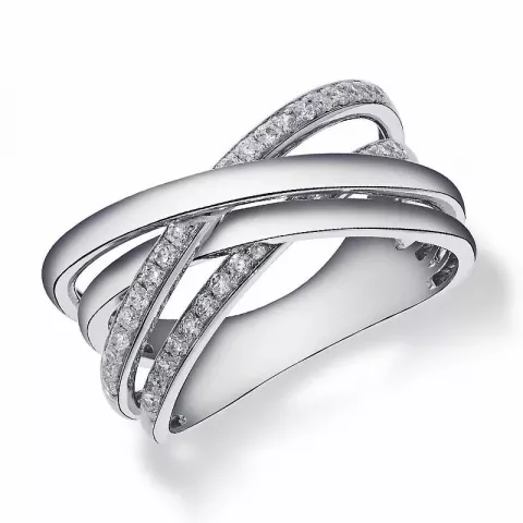 abstrakt diamant hvidgulds ring i 14 karat hvidguld 0,38 ct