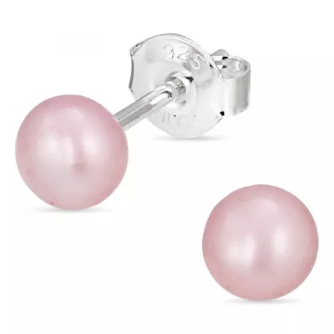 5-5,5 mm lyserøde perleørestikker i sølv
