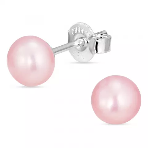 6-6,5 mm lyserøde perleørestikker i sølv