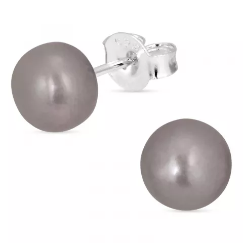 7-7,5 mm grå perleørestikker i sølv