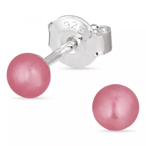4-4,5 mm lyserøde perleørestikker i sølv