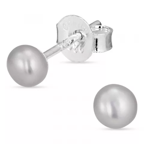 4-4,5 mm grå perleørestikker i sølv