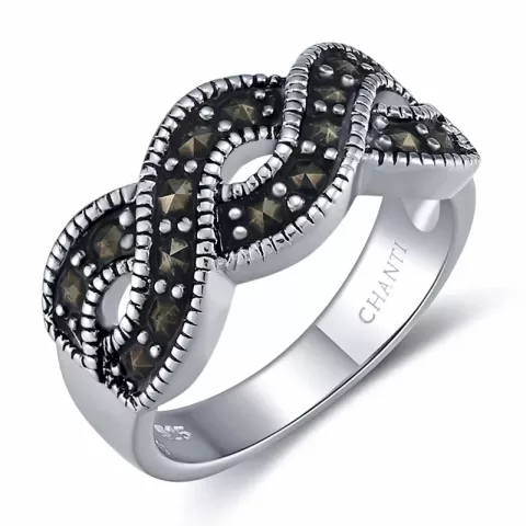 krystal ring i sølv