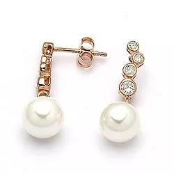 Perle øreringe i rosabelagt sølv