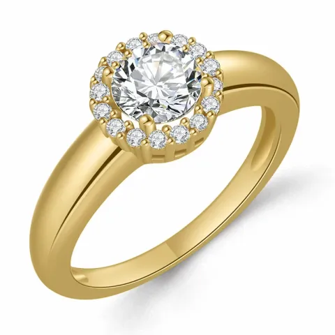zirkon ring i forgyldt sølv