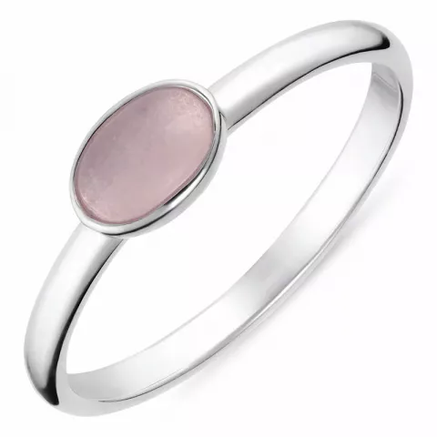 Oval lyserød ring i sølv