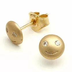 Smiley øreringe i 8 karat guld med zirkoner