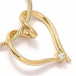 Hjerte vedhæng i forgyldt sølv og sølv