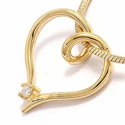 Hjerte vedhæng i forgyldt sølv og sølv