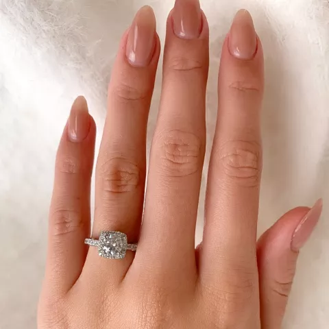 Fingerringe: hvid zirkon ring i sølv