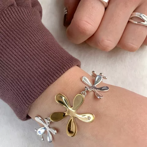 Blomster armbånd i sølv