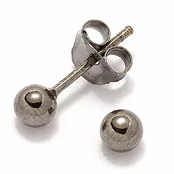 4 mm kugle øreringe i sort rhodineret sølv