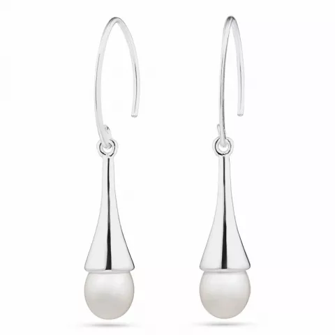 Lange perle øreringe i sølv