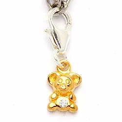 Bamse charm i sølv med forgyldt sølv