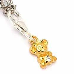Bamse charm i sølv med forgyldt sølv