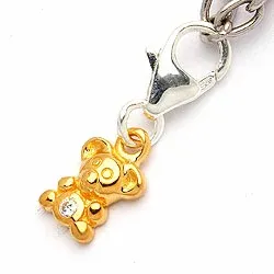 Bamse charm i sølv med forgyldt sølv