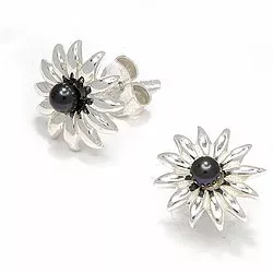 Blomster perle øreringe i sølv