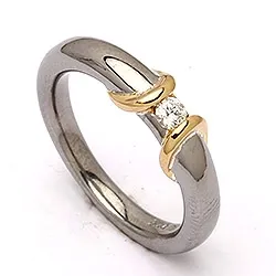 Dark Harmony ring i sort rhodineret sølv med forgyldt sølv