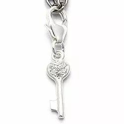 nøgle zirkon charm i sølv 