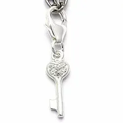 nøgle zirkon charm i sølv