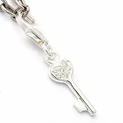 nøgle zirkon charm i sølv