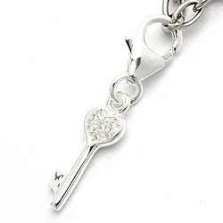 nøgle zirkon charm i sølv