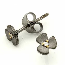 Dark Harmony blomster blomsterøreringe i sort rhodineret sølv med forgyldt sølv