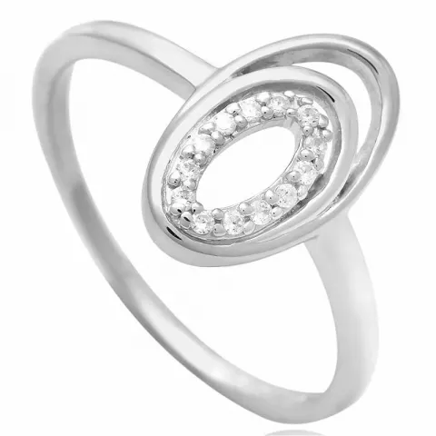 oval zirkon ring i sølv