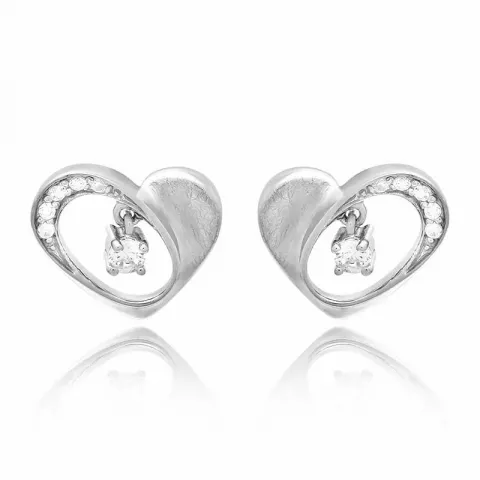 Abstrakte hjerte zirkon øreringe i sølv