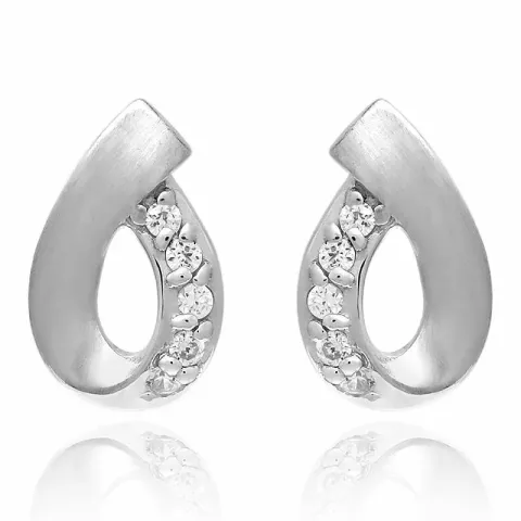 Blanke dråbe zirkon øreringe i sølv