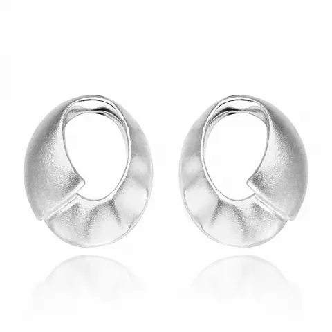 Sandblæste ovale sølv øreringe i sølv