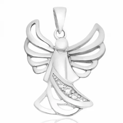 Elegant engel hvid zirkon vedhæng i sølv