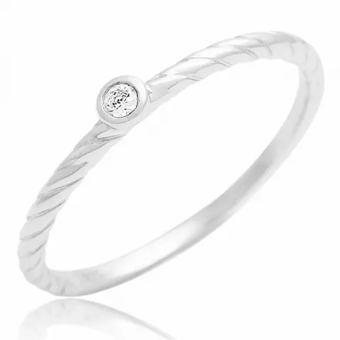 Elegant struktureret zirkon ring i sølv